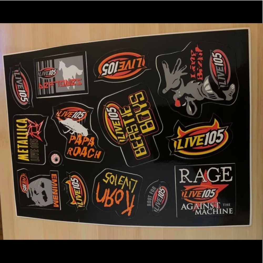 Super rare Live 105 rock and rap decals